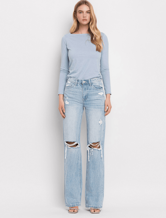 Distressed Flare Light Wash Jeans