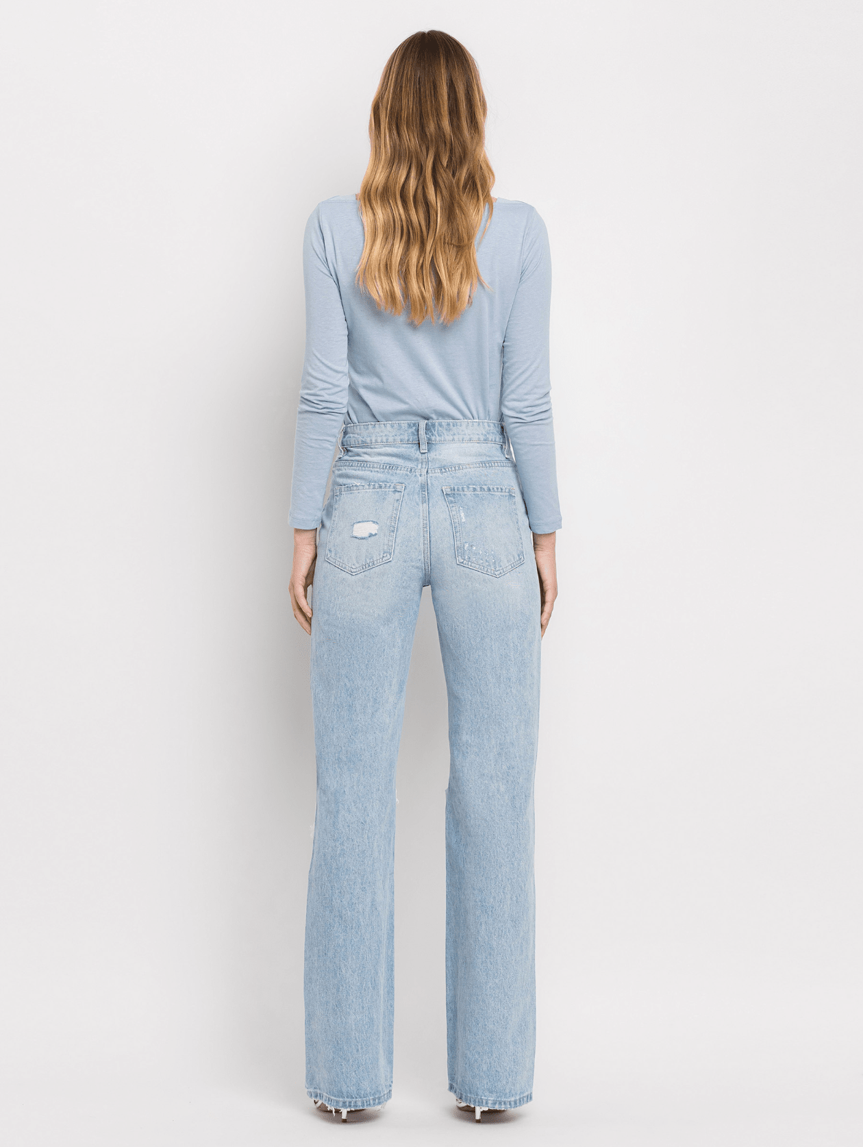 Distressed Flare Light Wash Jeans