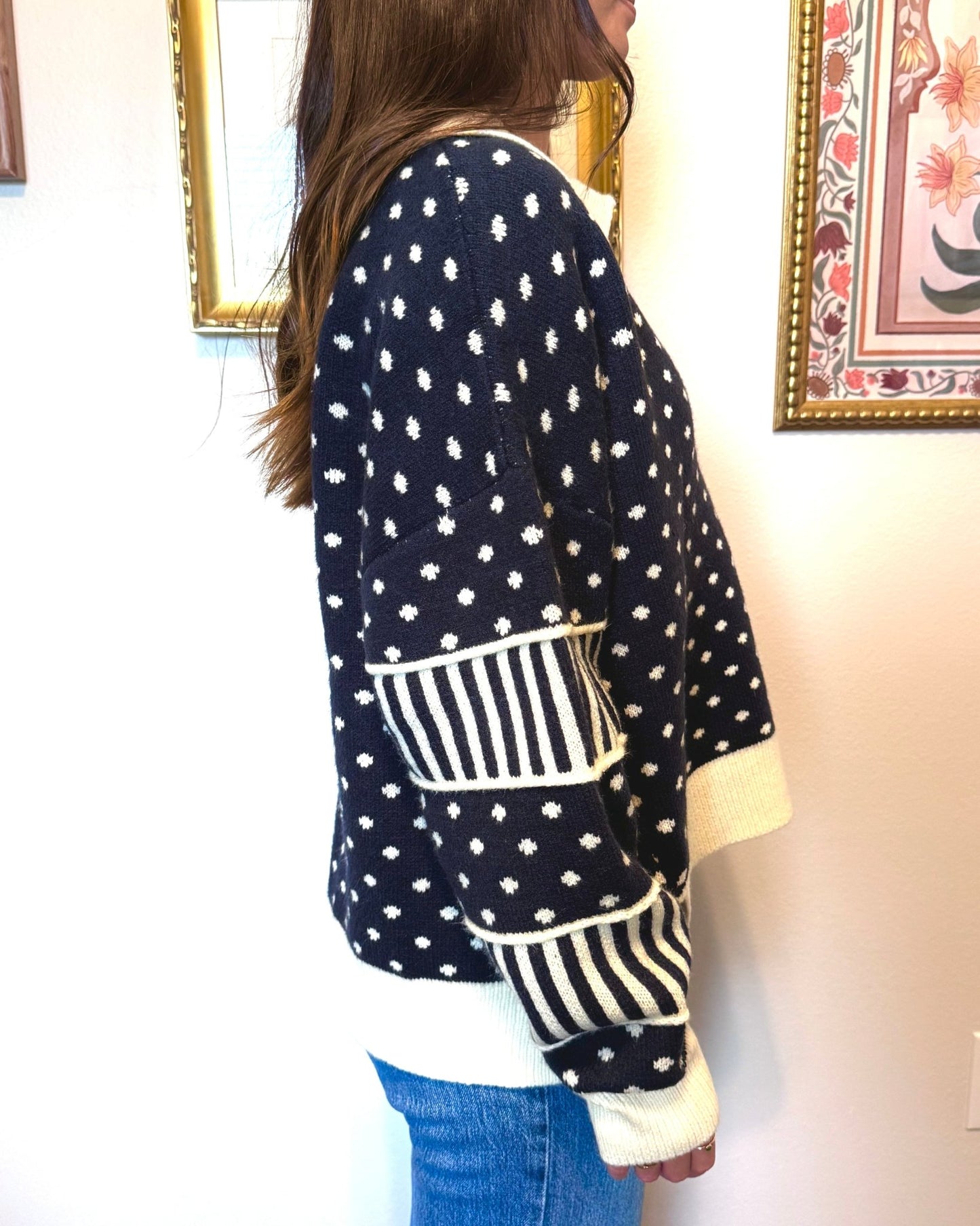 Dots & Stripes Sweater Top Shirts & Tops