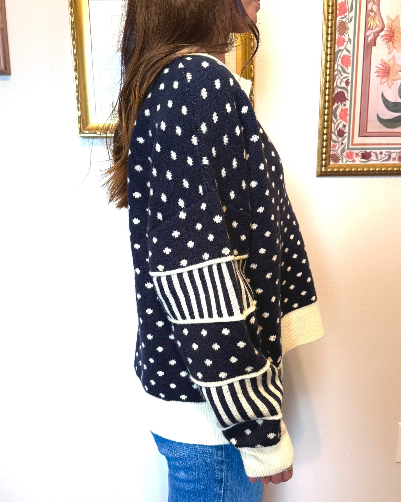 Dots & Stripes Sweater Top Shirts & Tops