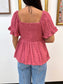 Eyelet Embroidered Twist Top Shirts & Tops