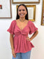 Eyelet Embroidered Twist Top Shirts & Tops