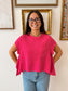 Flared Hem Waffle Knit Top Shirts & Tops