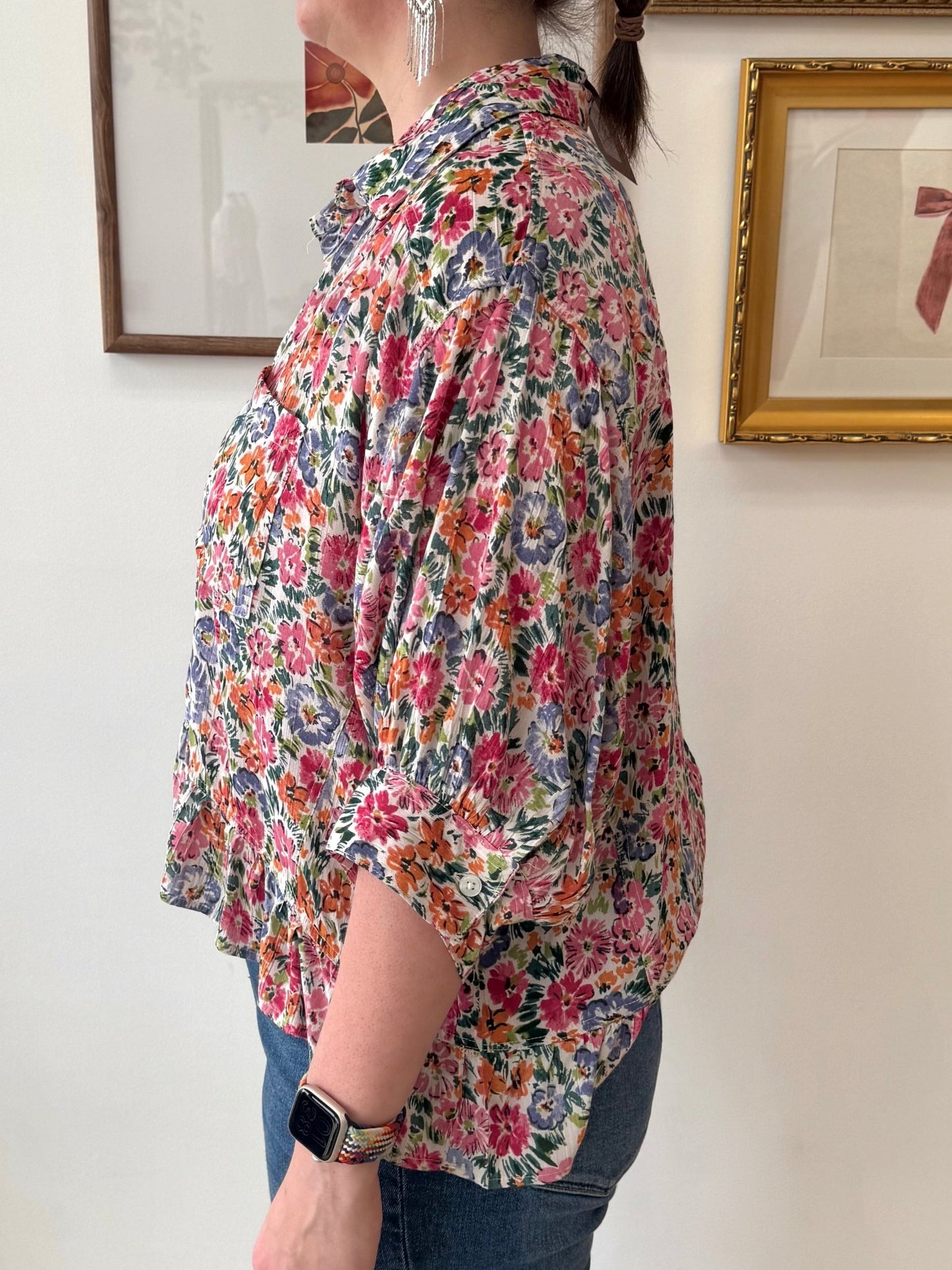 Floral Button Down Blouse Shirts & Tops