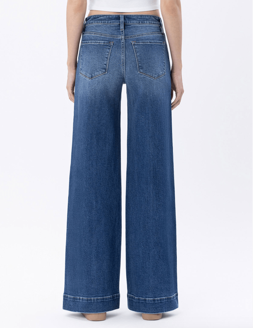 Front Seam High Rise Wide Leg Jeans