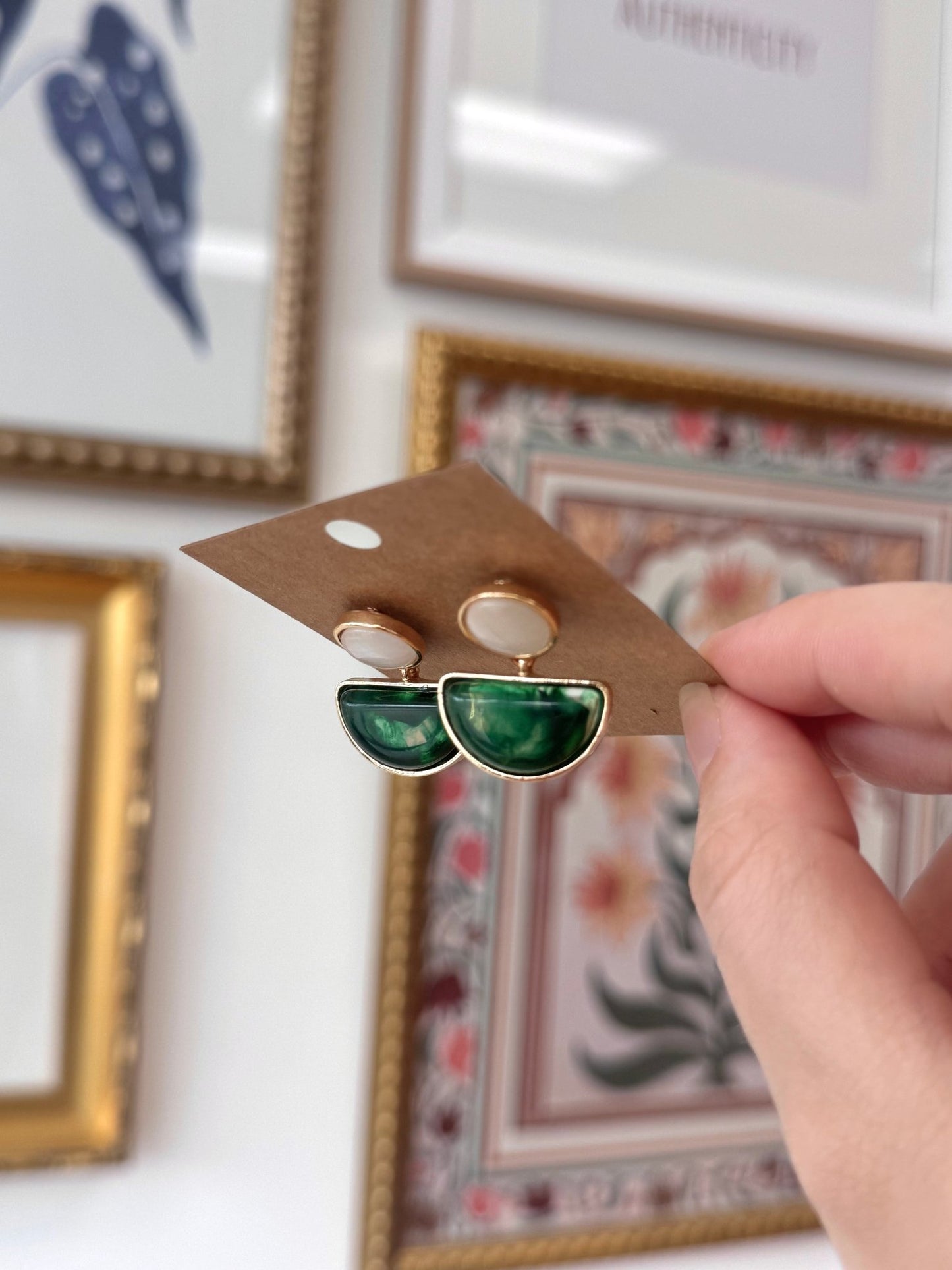 Green Acrylic Geometric Earrings Earrings