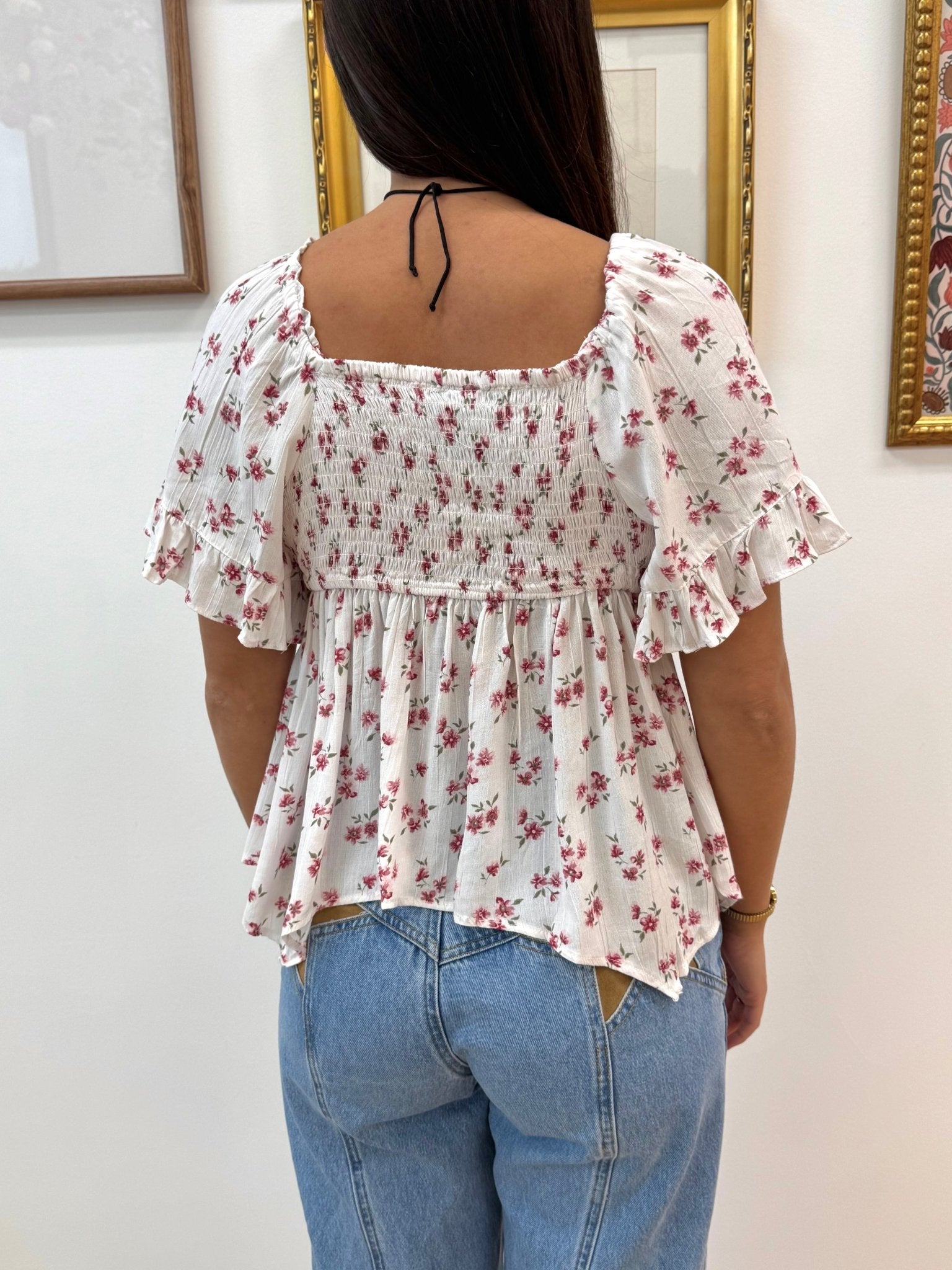 Hanky Hem Floral Top Shirts & Tops