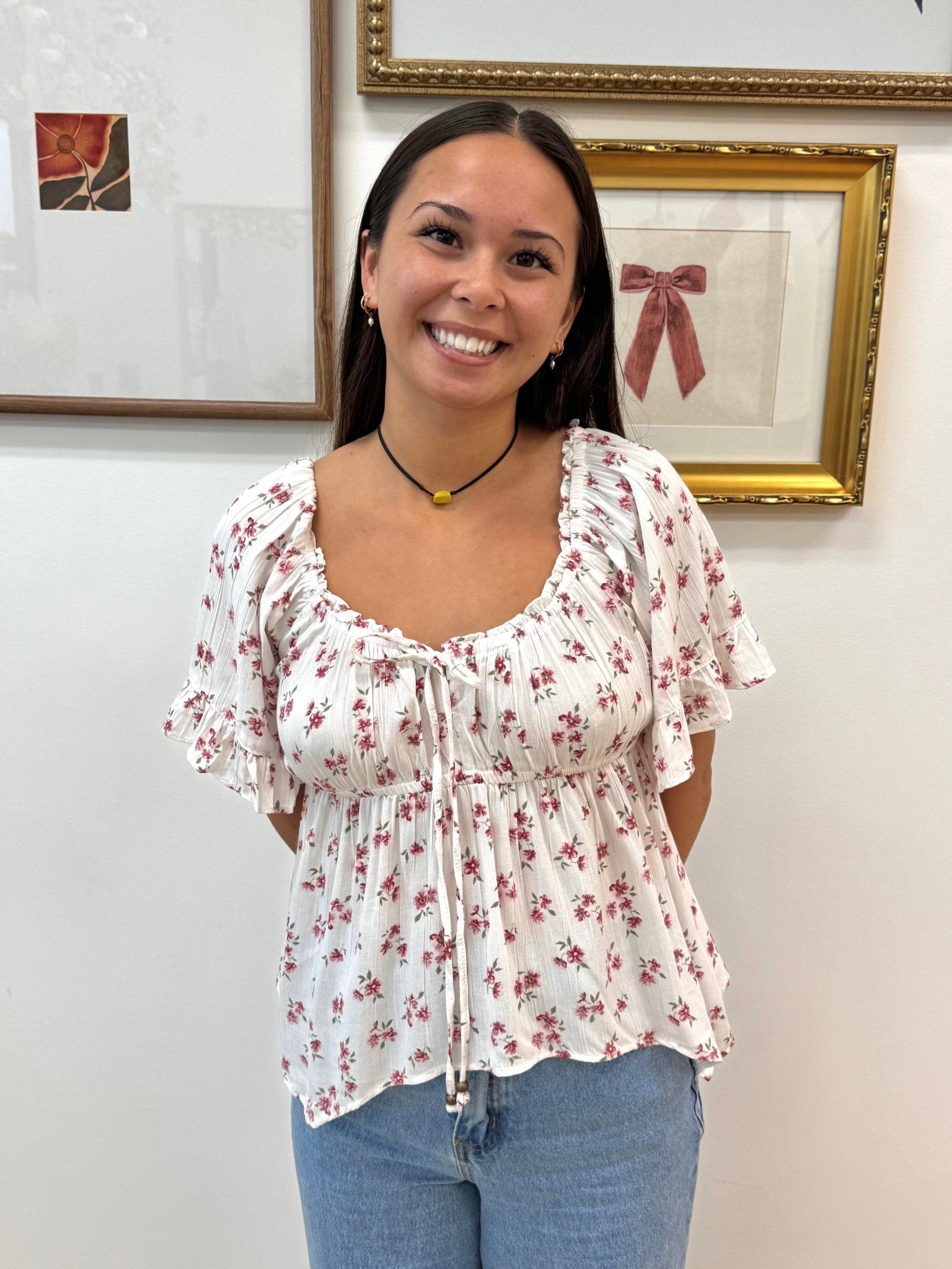 Hanky Hem Floral Top Shirts & Tops