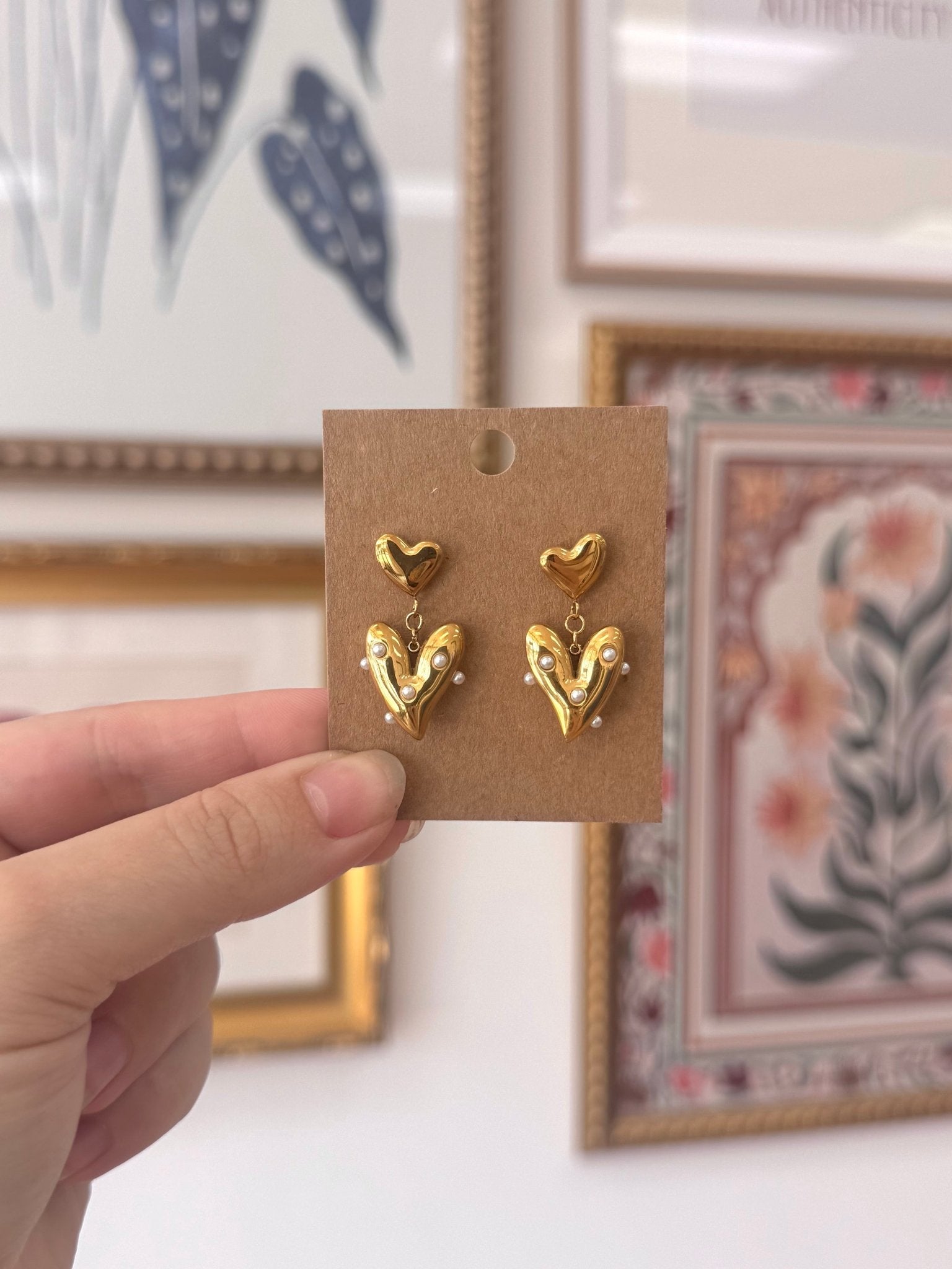 Heart Pearl Stud Earrings Earrings