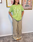 Lace Trim Striped Pants Pants