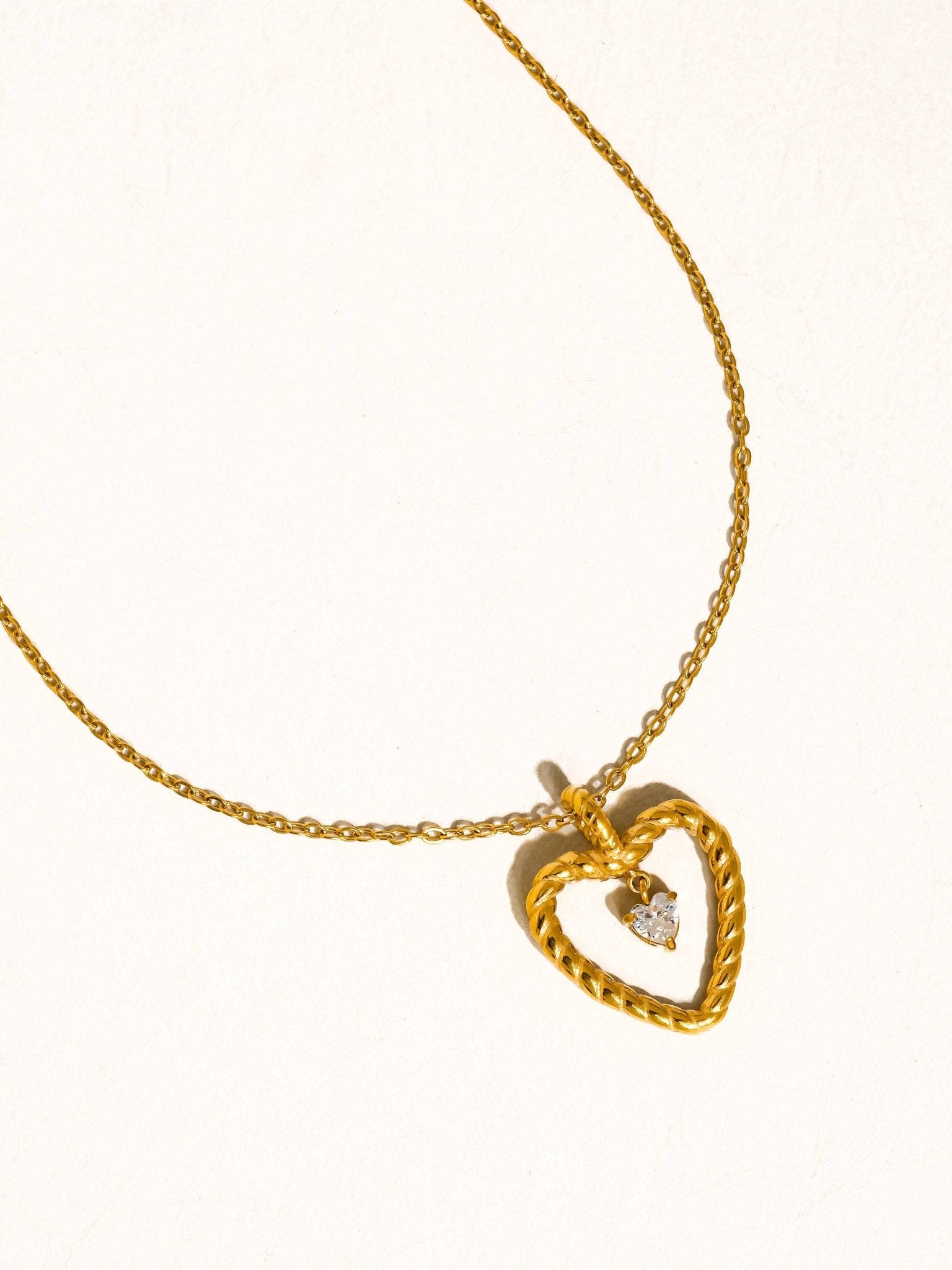Layered Heart Charm Non-Tarnish Necklace Necklaces