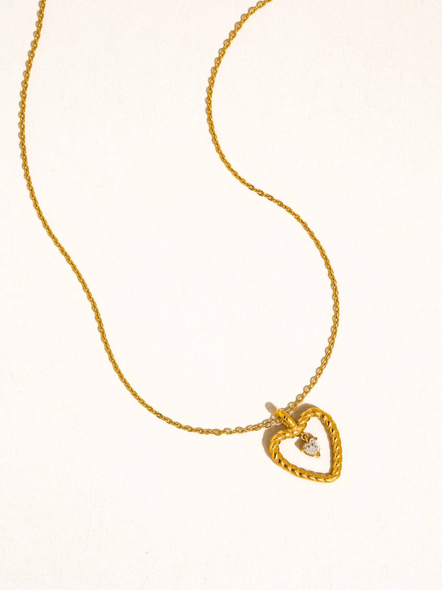 Layered Heart Charm Non-Tarnish Necklace Necklaces