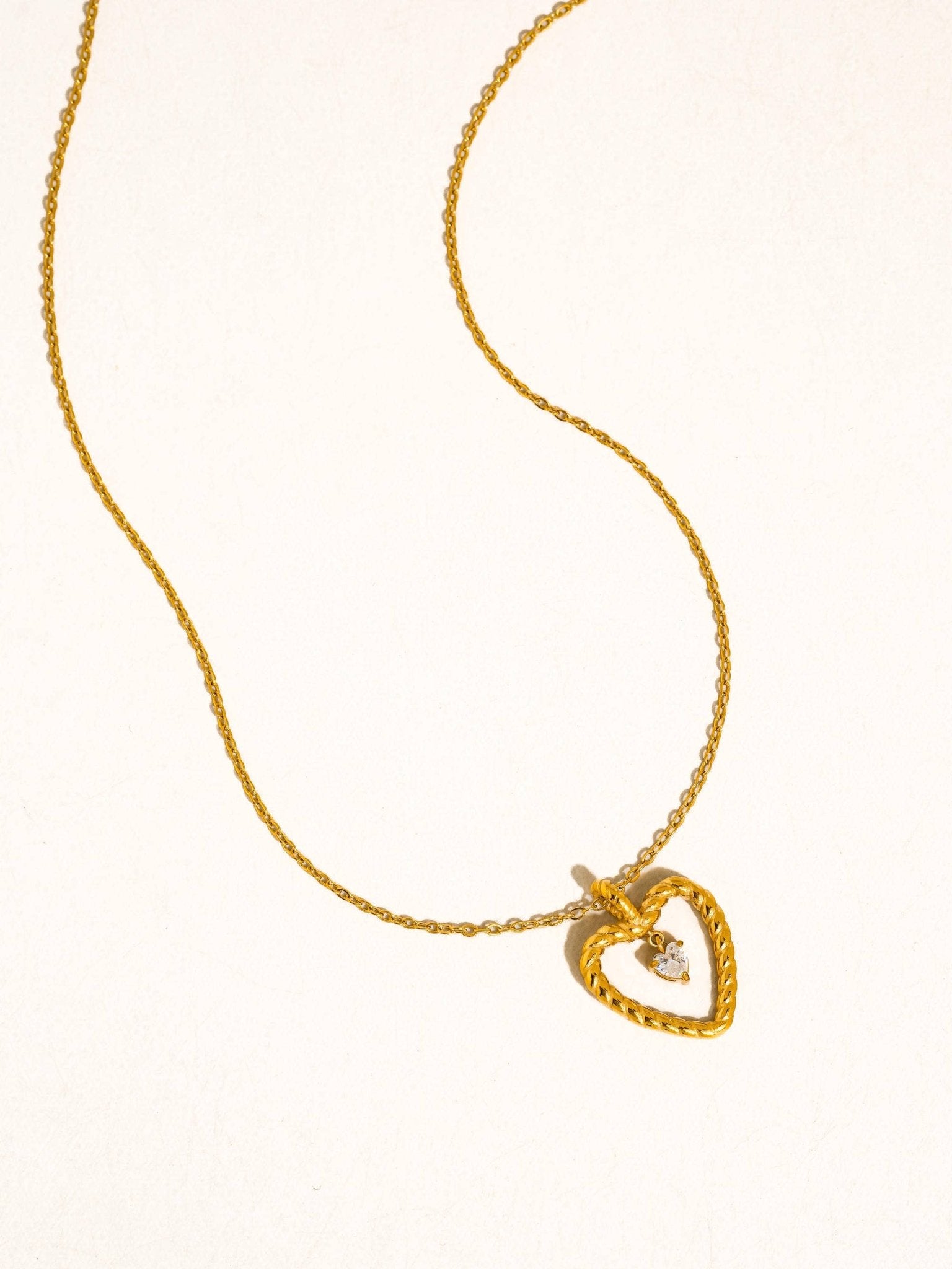 Layered Heart Charm Non-Tarnish Necklace Necklaces
