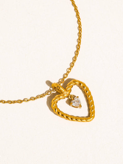 Layered Heart Charm Non-Tarnish Necklace Default Title Necklaces