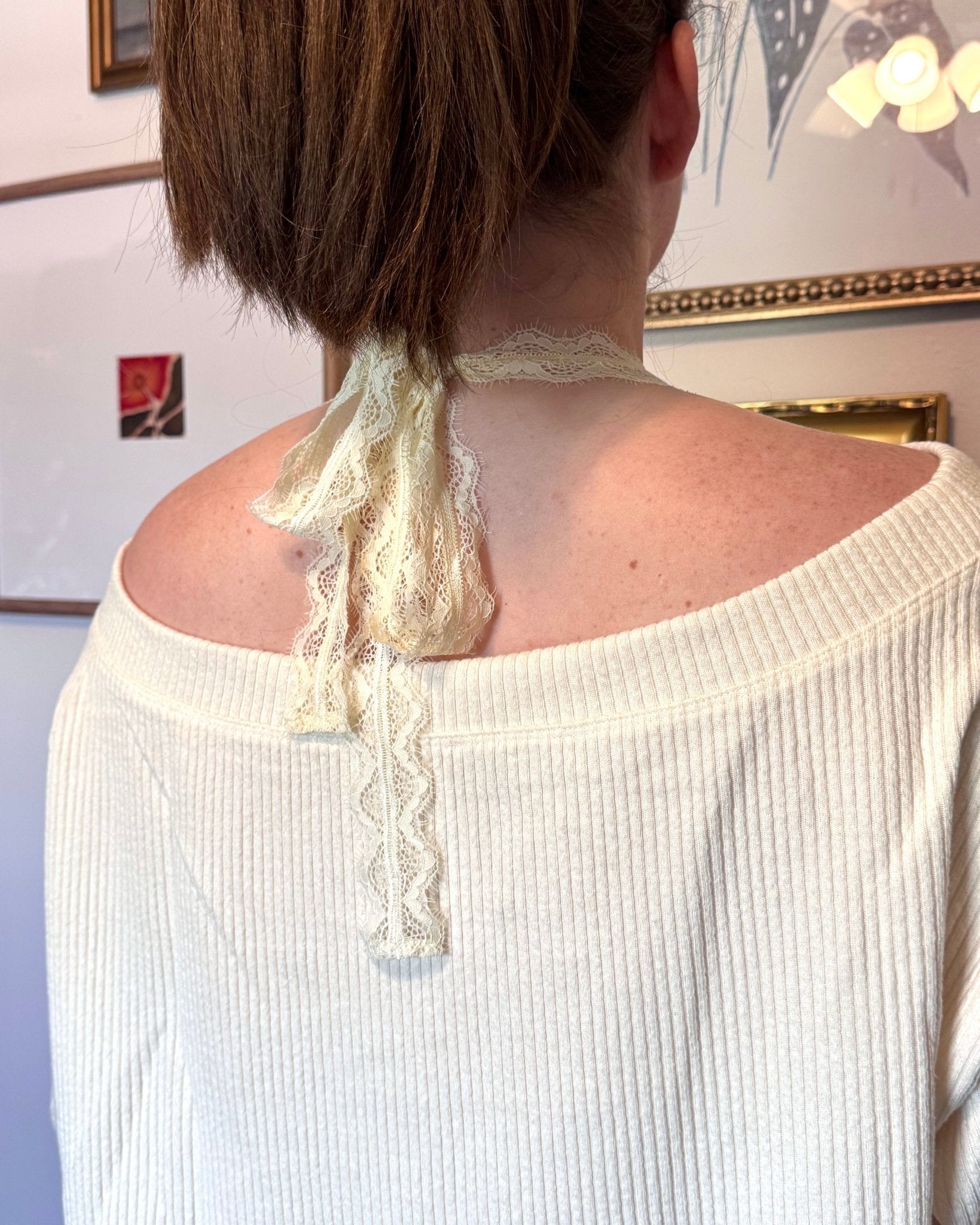 Layered Lace Trim Halter Top Shirts & Tops