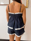 Navy Eyelet Trim Shorts Shirts & Tops