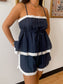 Navy Eyelet Trim Tank Top Shirts & Tops