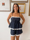 Navy Eyelet Trim Tank Top Shirts & Tops