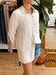 Oversized Button-Down Linen Top Shirts & Tops