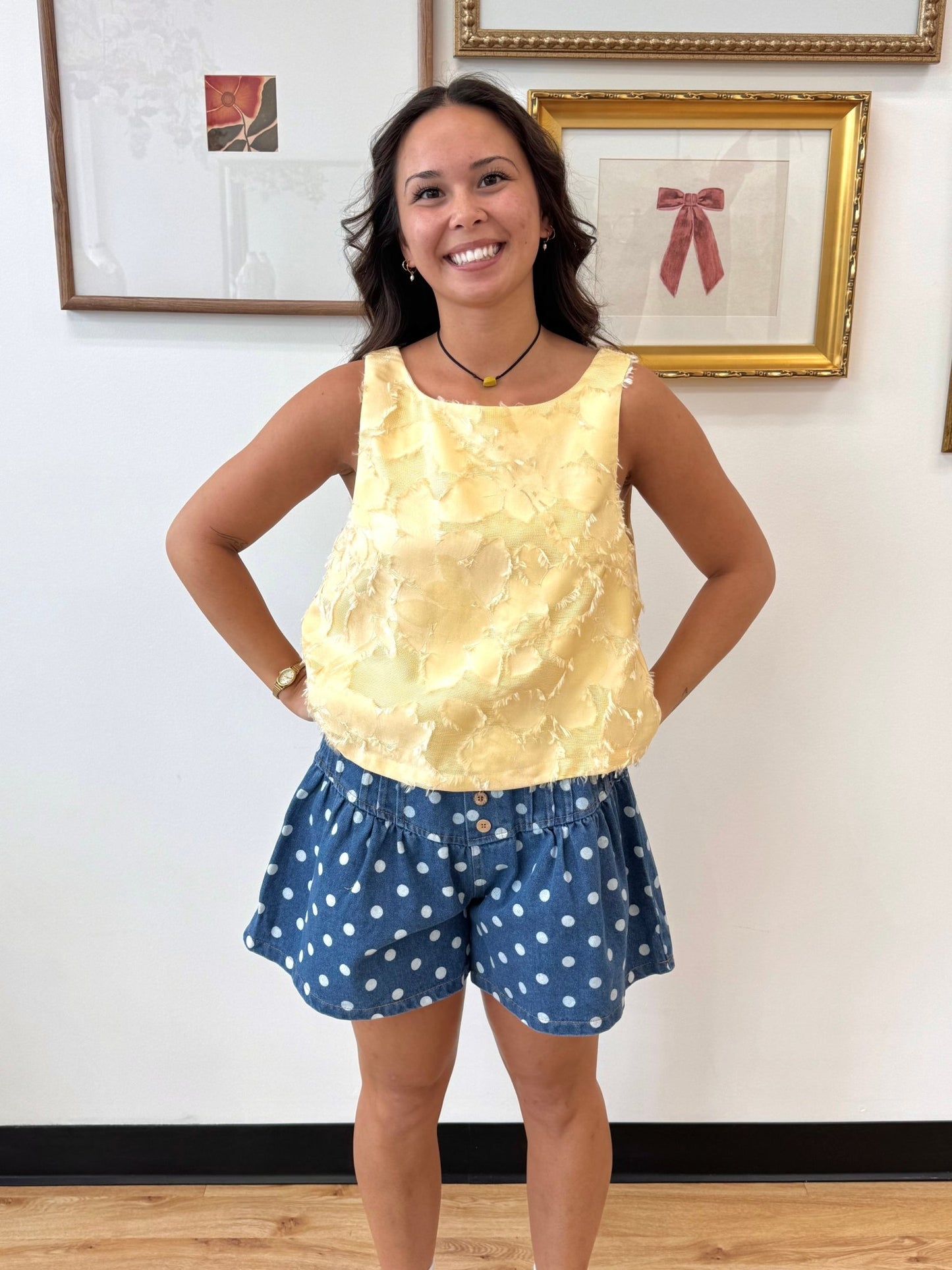Polka Dot Denim Shorts Shorts