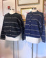 Round Neck Striped Cardigan Shirts & Tops