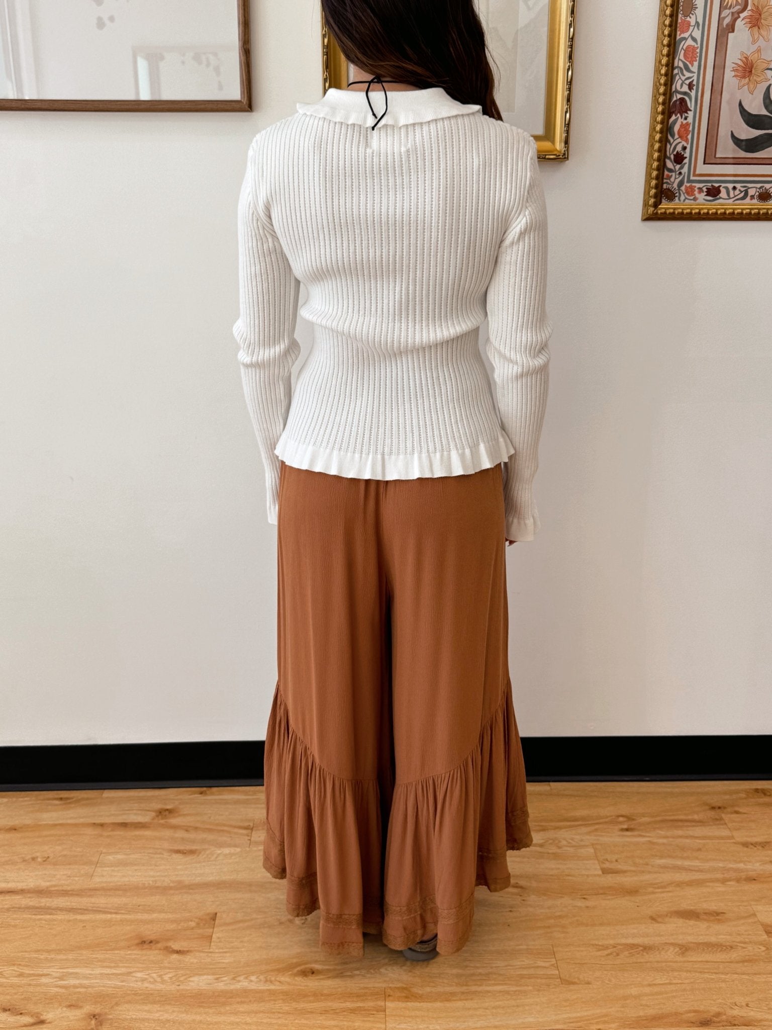 Ruffle Trim Cardigan Top Shirts & Tops