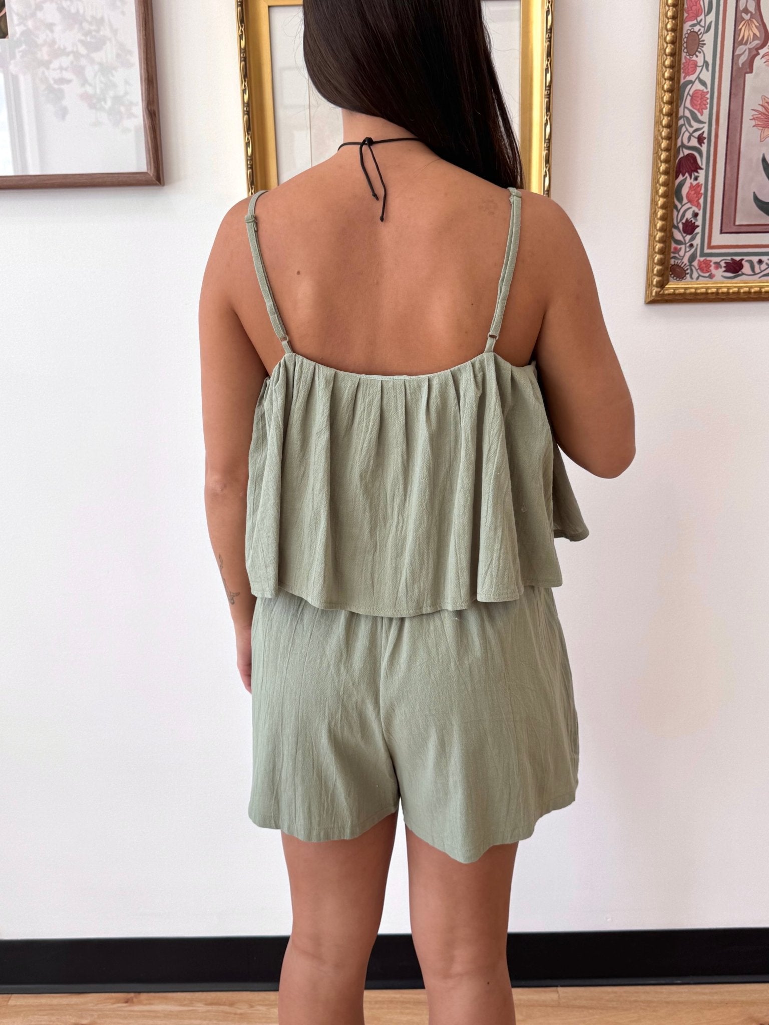 Sage Tiered Romper Romper