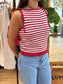 Striped Knit Tie Tank Top Shirts & Tops