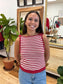 Striped Knit Tie Tank Top Shirts & Tops