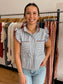 Striped Ruffle Sleeve Top Shirts & Tops