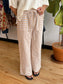Taupe Striped Wide Leg Pants Bottoms