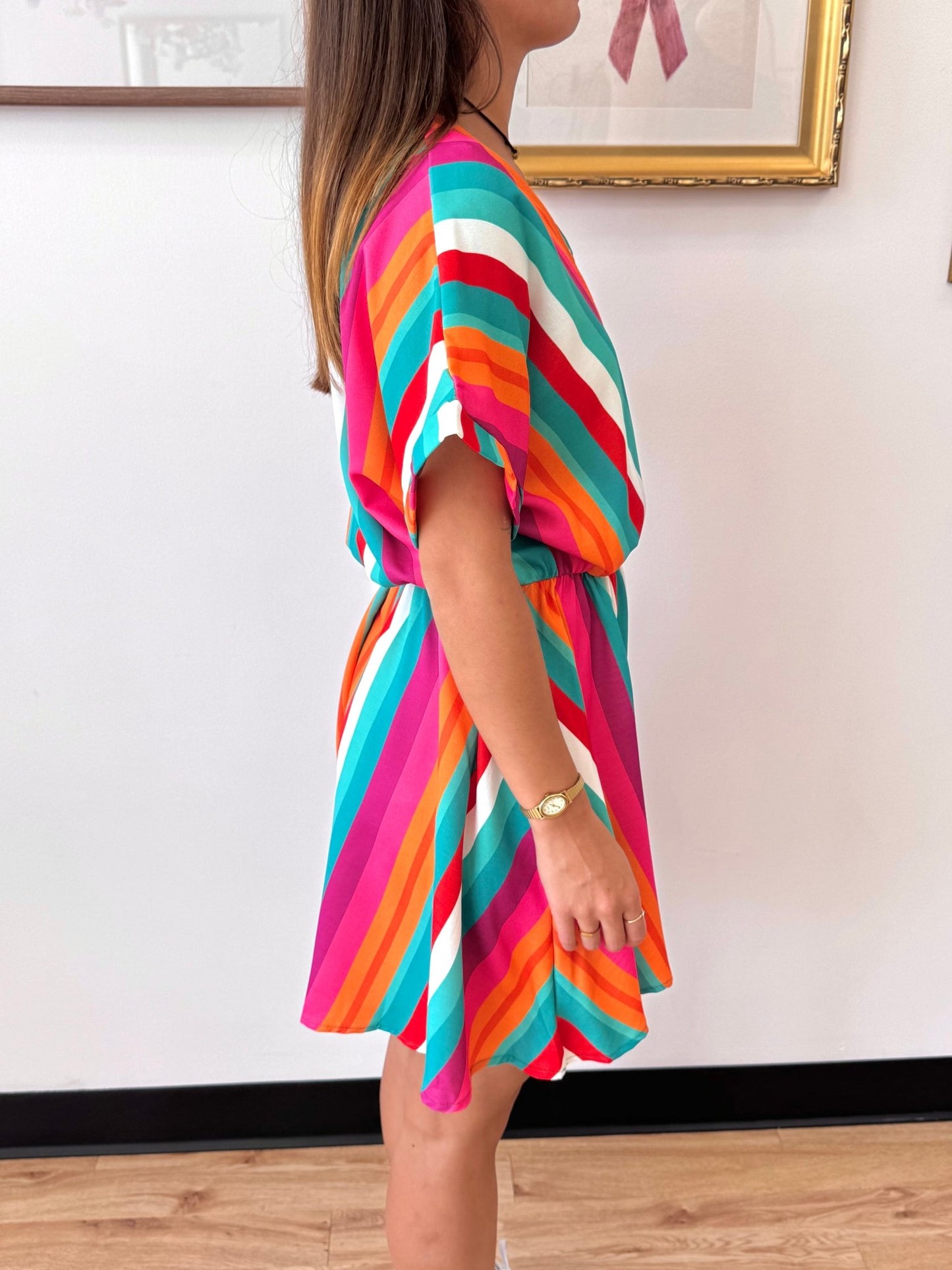 Tropical Striped Romper Romper