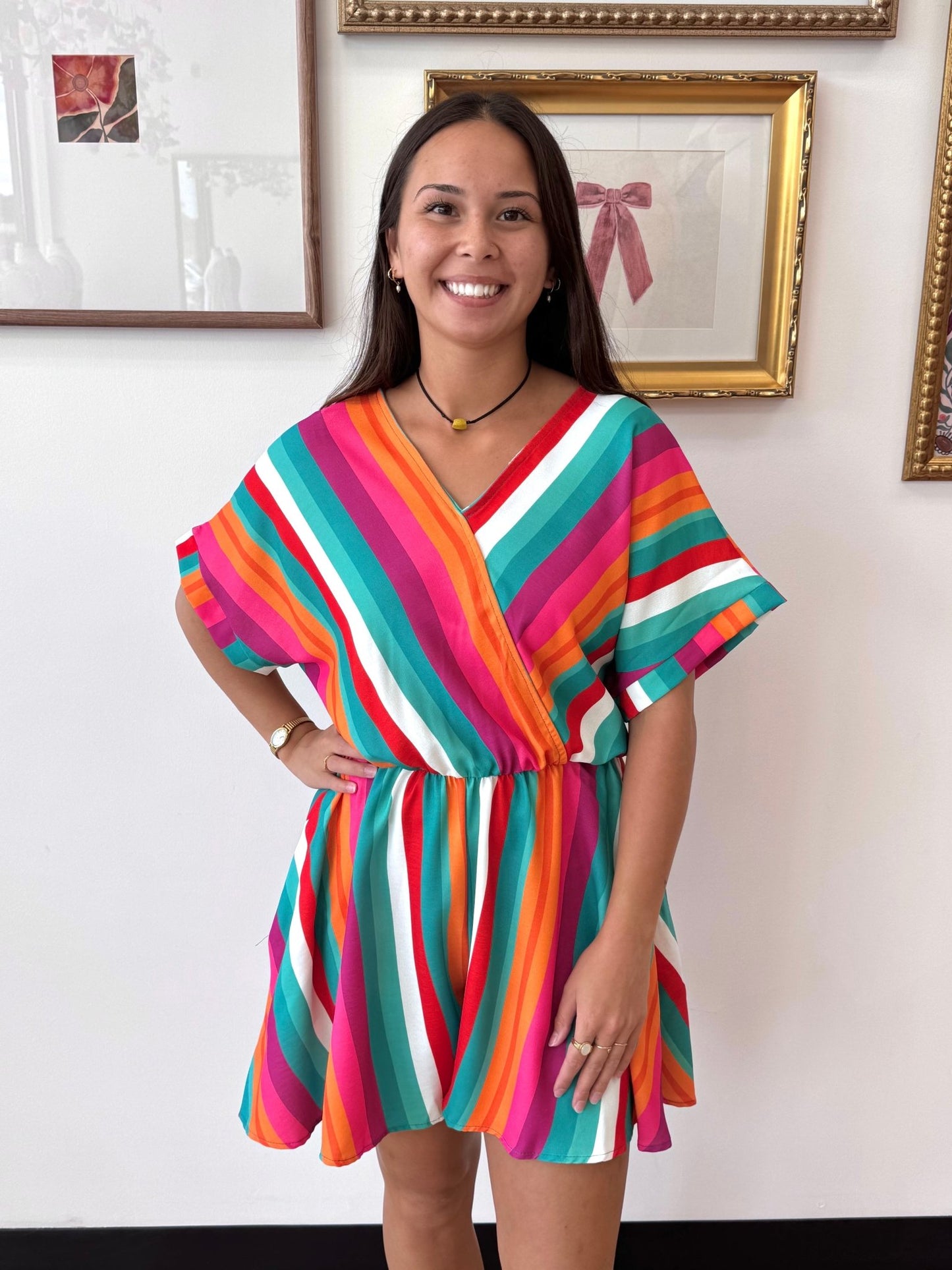 Tropical Striped Romper Romper
