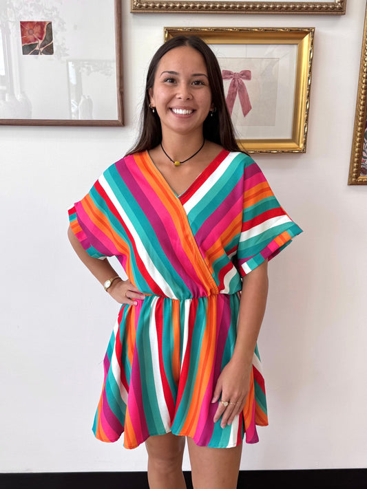Tropical Striped Romper Romper