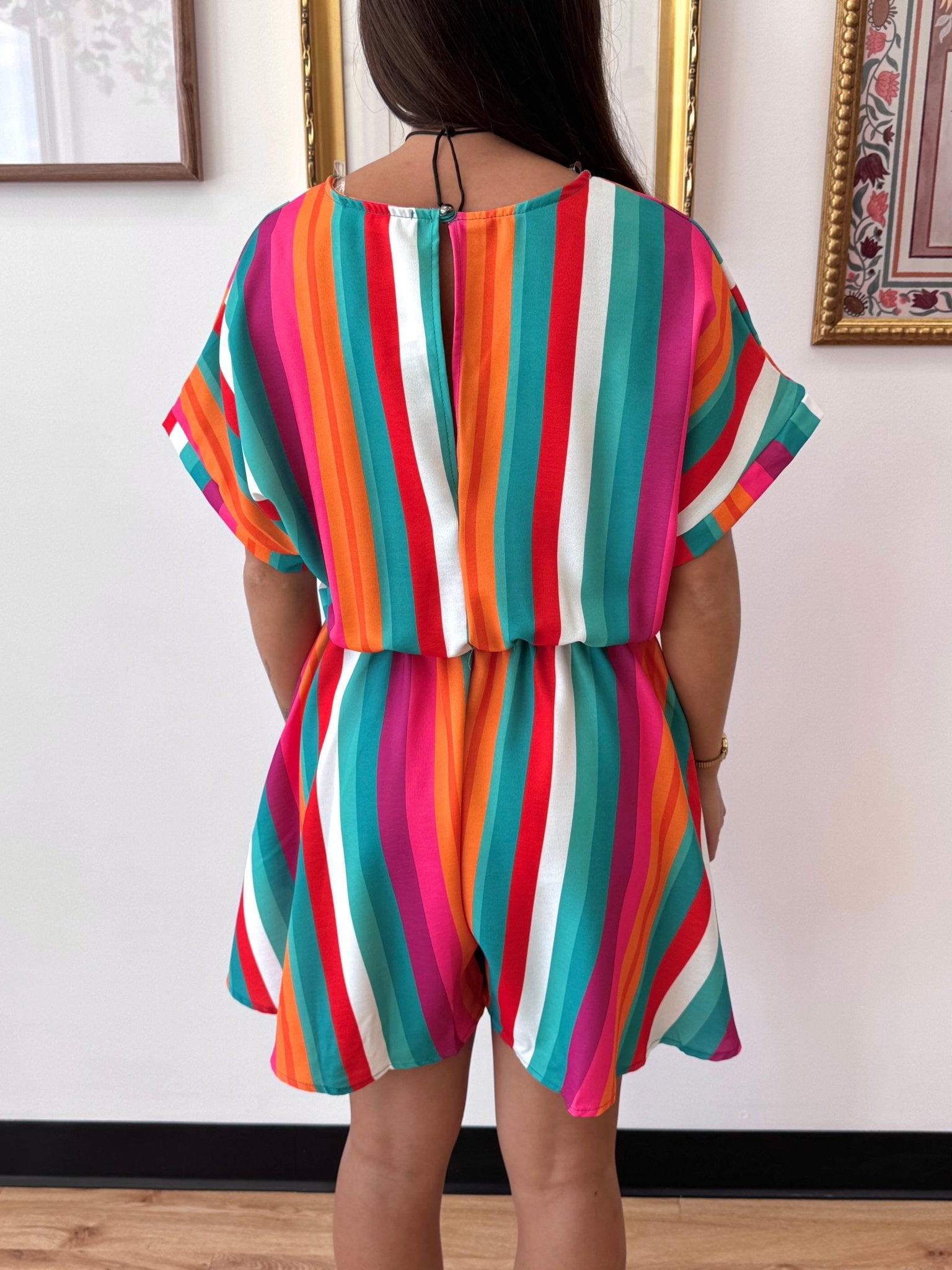 Tropical Striped Romper Romper
