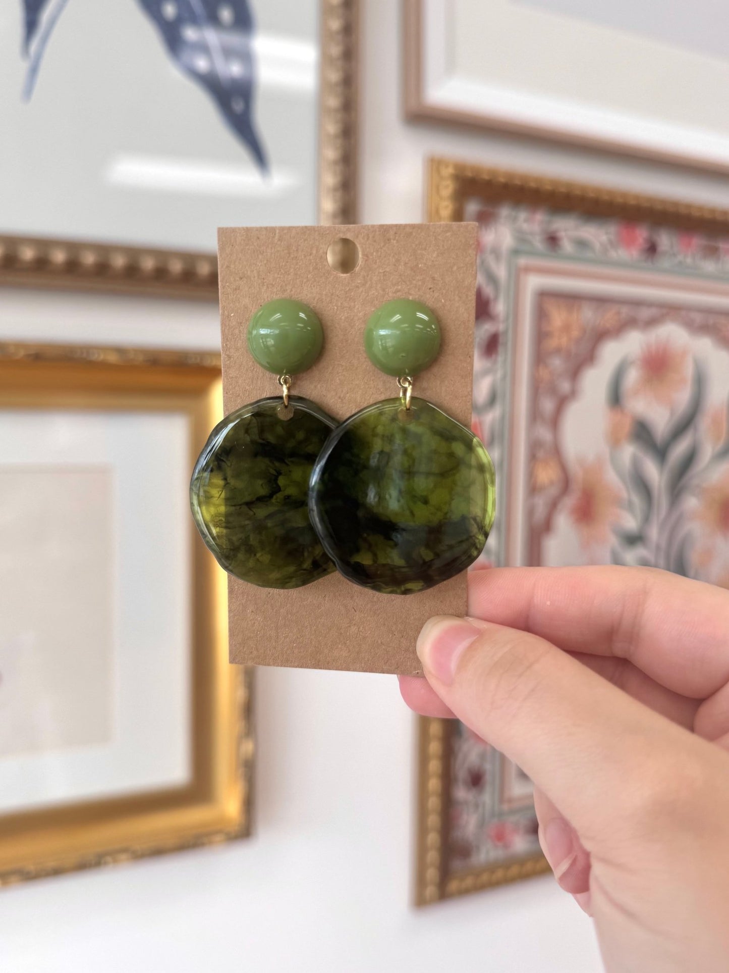 Vintage Resin Circle Earrings Earrings
