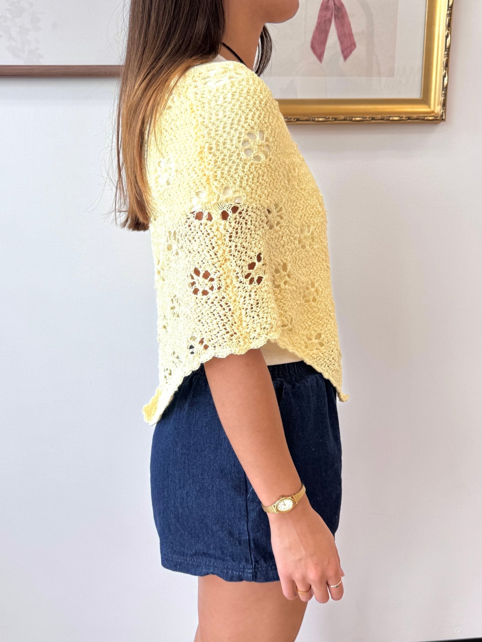 Yellow Floral Poncho Top Shirts & Tops