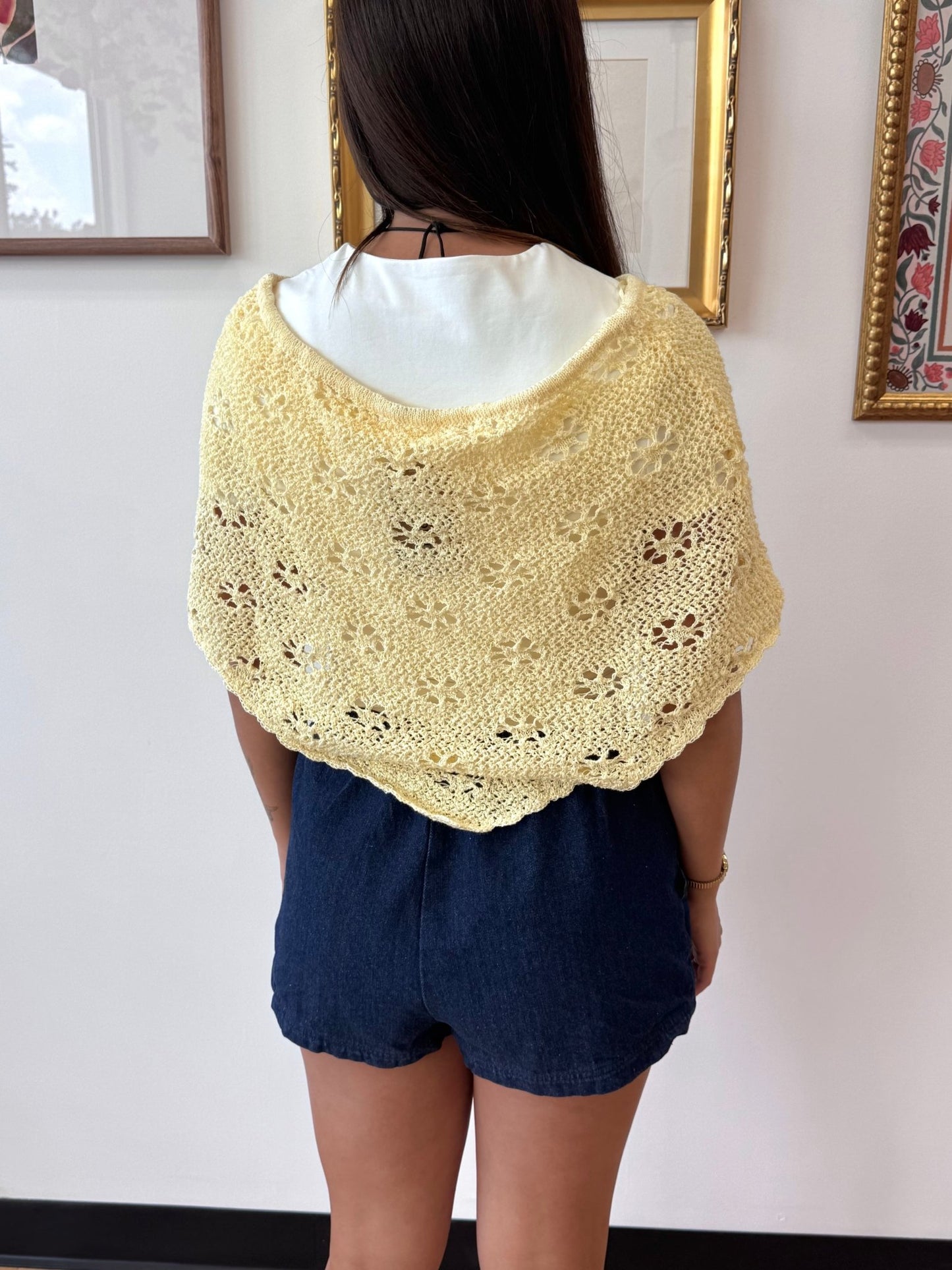Yellow Floral Poncho Top Shirts & Tops